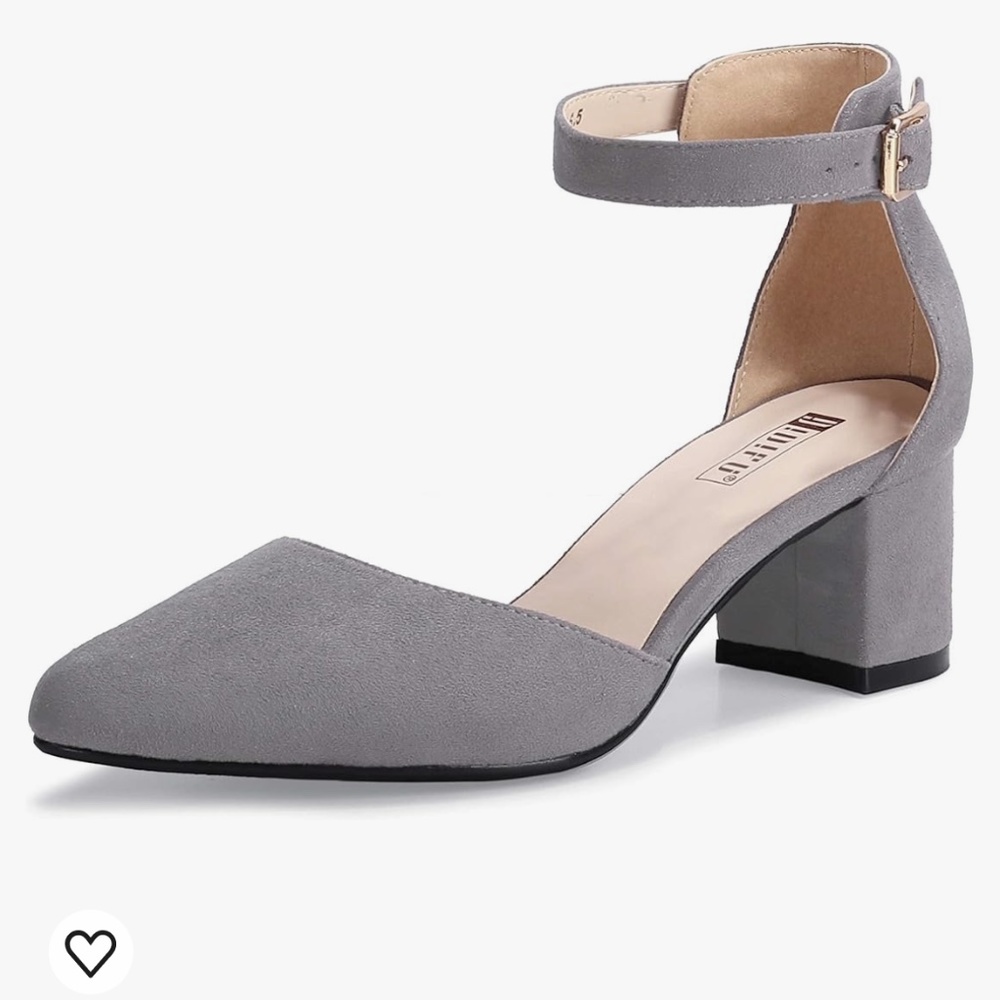 Ankle Strap Block Heel Pumps - Gray Size 7